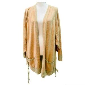 Umgee Orange and Teal Oversized Open Cardigan Large Lace Up Sides